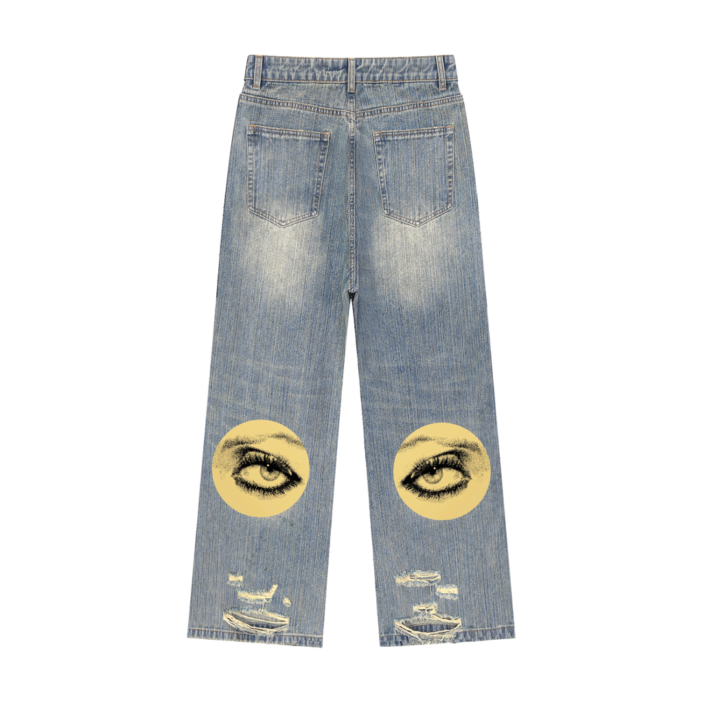 Vintage Wash Distressed Denim Jeans