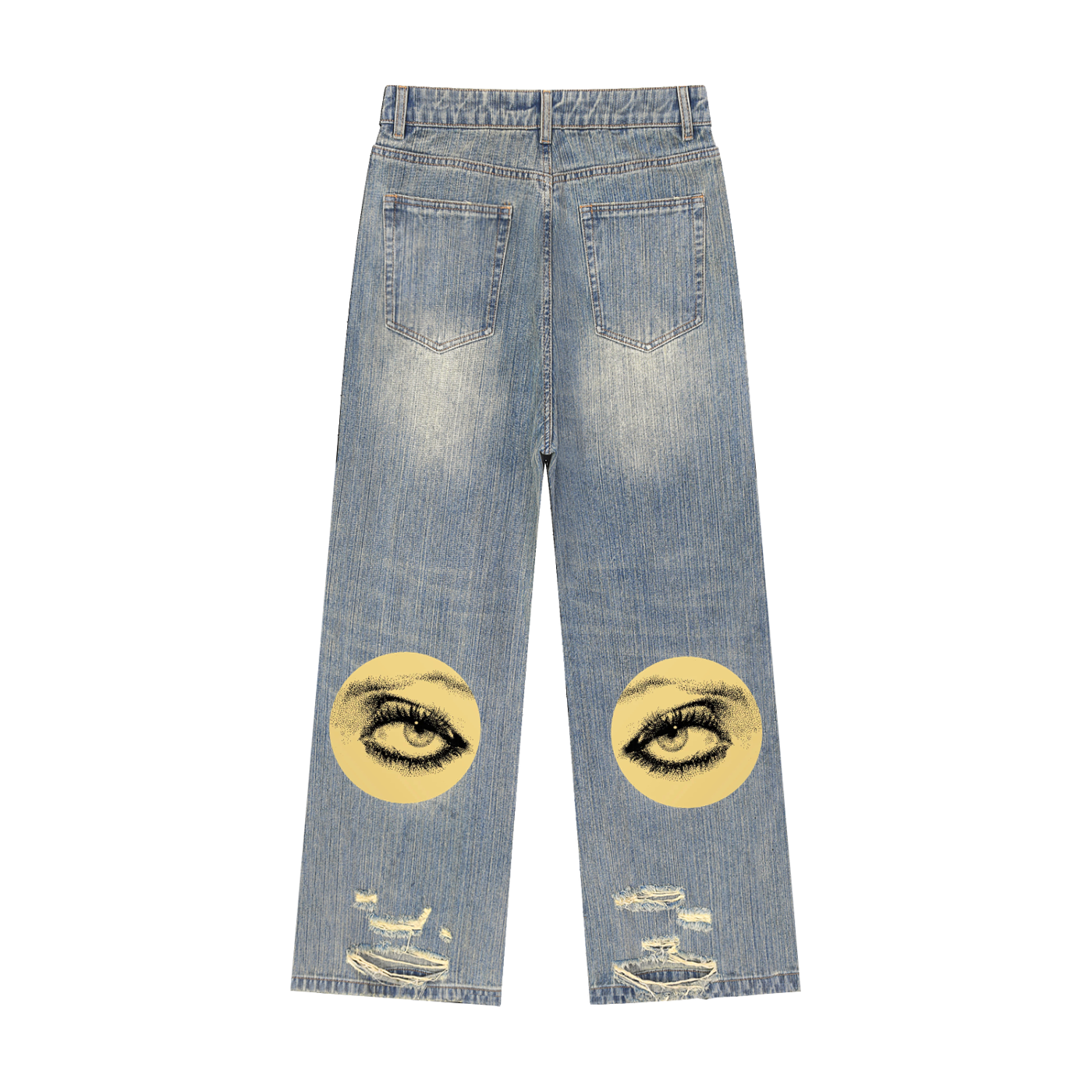 Vintage Wash Distressed Denim Jeans